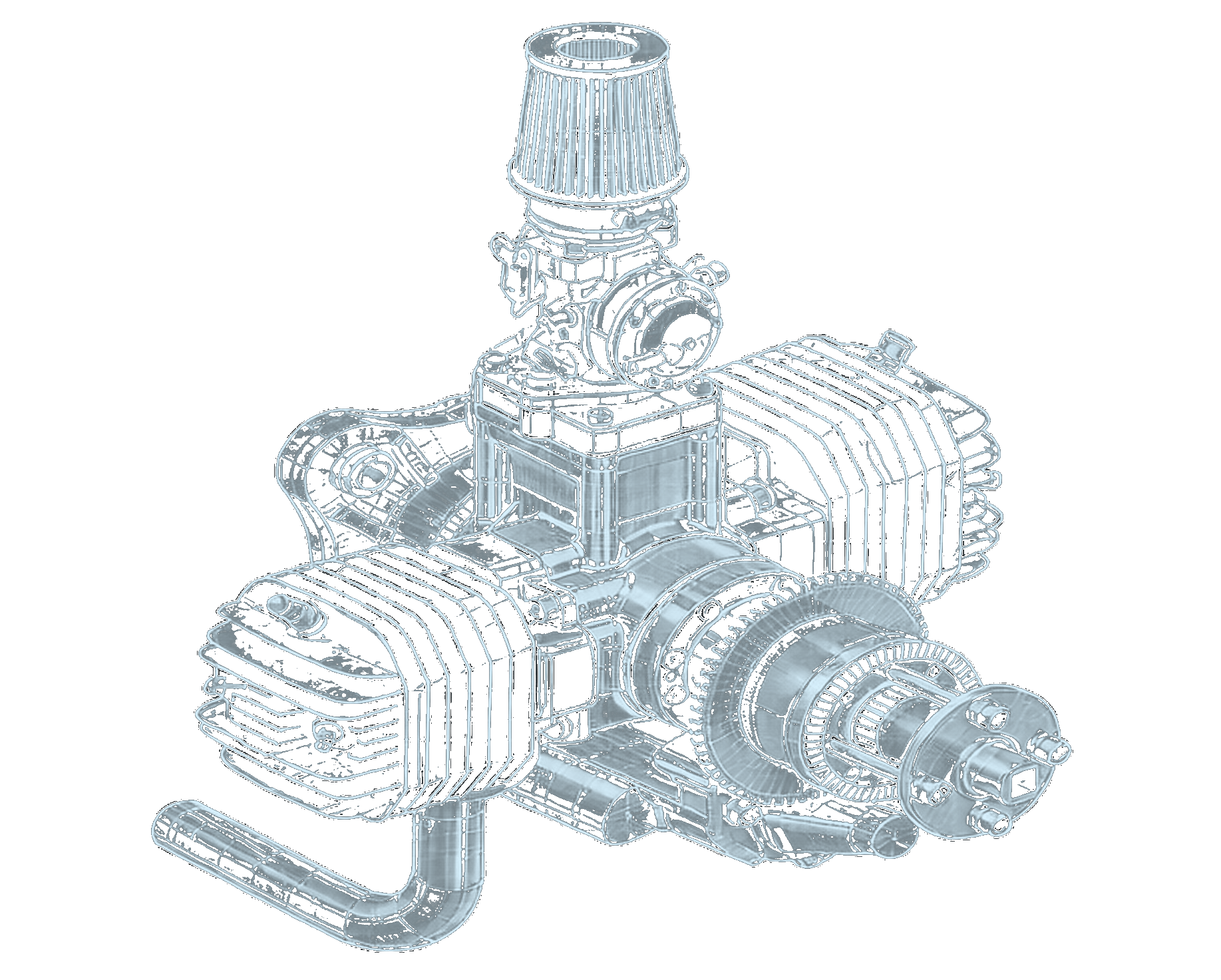 NAS 2 dual-cylinder boxer engine — technical schematic