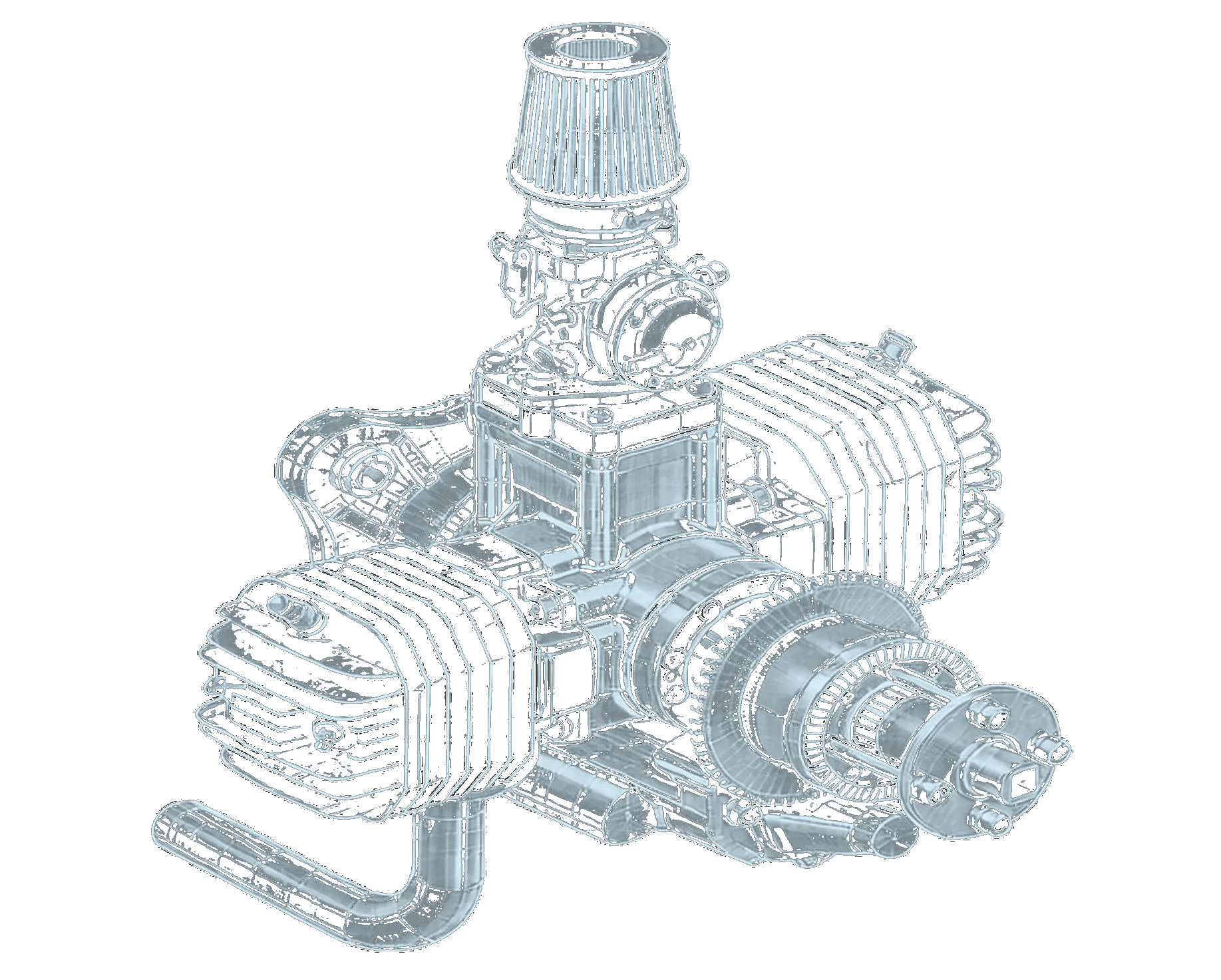 NAS 2 dual-cylinder boxer engine — technical schematic
